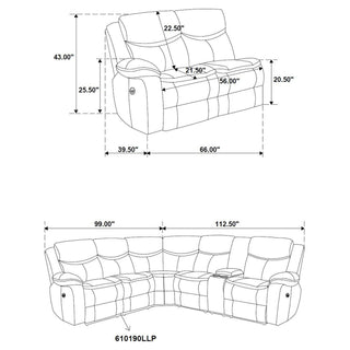 Mclean - Power Reclining Sectional Sofa With Storage Console - Dark Brown