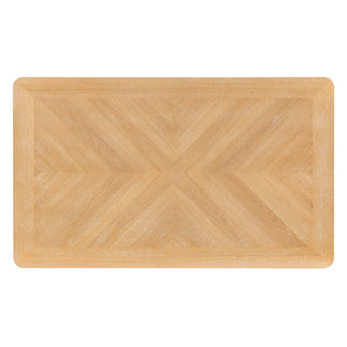 Rectangular Dining Table With Parquet Top, Rounded Corners
