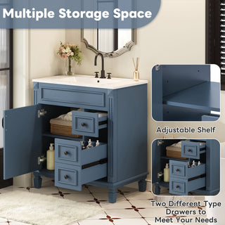 Bathroom Vanity With Sink, Cabinet With 2 Drawers And Adjustable Shelf