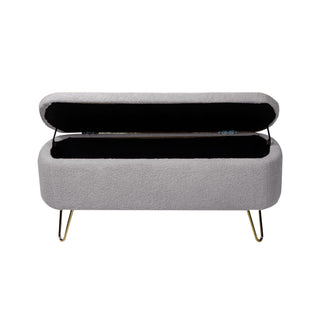 Storage Ottoman Bench For End Of Bed Legs, Modern Camel Faux Fur Entryway Bench Upholstered Padded With Storage For Living Room Bedroom