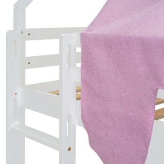 Loft Bed With House Shaped Frame And Tent