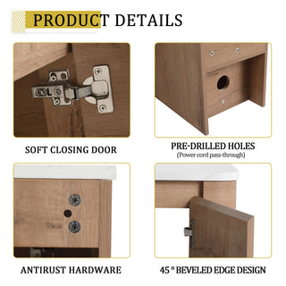 Wall Mounted Bathroom Vanity With Art Sink, 1 Storage Shelf, 2 Soft Close Doors