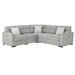 Emiliano - Sectional Sofa With 3 Pillows - Nickel