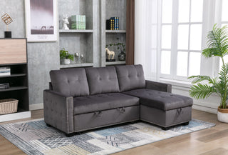 Reversible Sectional Storage Sleeper Sofa Bed, L-Shape 2 Seat Sectional Chaise With Storage, Skin-Feeling Fabric