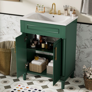 Bathroom Vanity With Integrated Sink, 2 Door Cabinet, Single Sink For Small To Medium Bathrooms