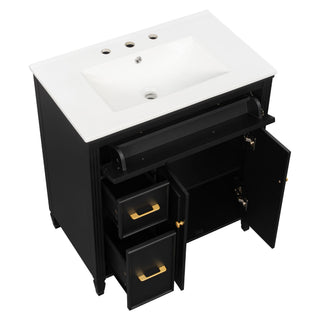 Freestanding Bathroom Vanity With Sink, Soft Close Door, Tip Out Drawer