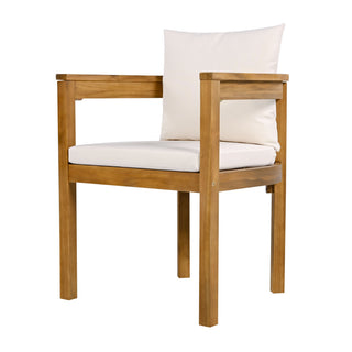 Abaco - Outdoor Patio 7 Pieces Dining Set With Chairs And Table - Teak / Beige