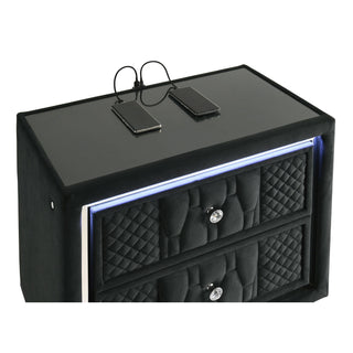 Mika - 2 Drawer LED Nightstand With USB