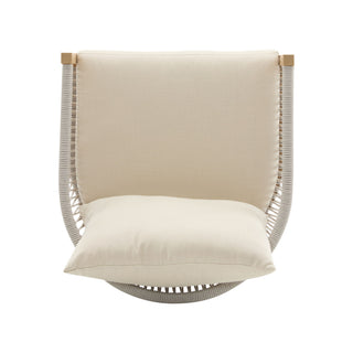 Modern Curved Aluminum Lounge Chair With Stylish Rope Weave Design And Cushioned Comfort For Outdoor