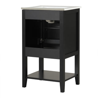 Modern Bathroom Vanity With Sink, Soft-Closing Door And Open Shelf