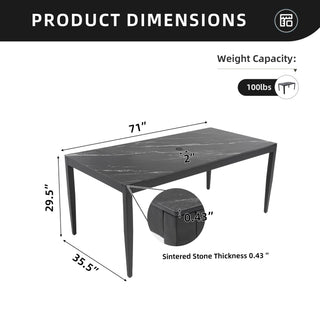 Outdoor Modern Patio Dining Table, Post Tapered Legs, Weatherproof & Rust Free
