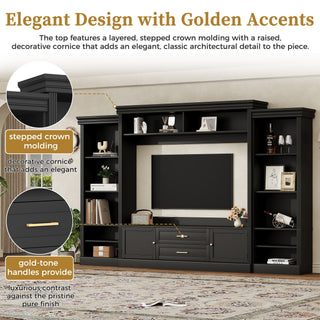 Elegant Entertainment Center Wall Unit With Bookshelves