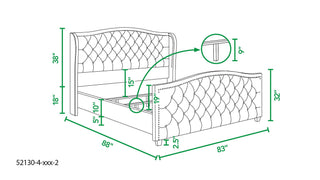 Marcella - King Upholstered Shelter Headboard Bed Set - Beige