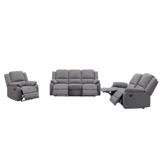 3 Piece Reclining Sofa Set With 150° Deep Recline, 3 Seat Couch, Loveseat & Single Recliner - Gray