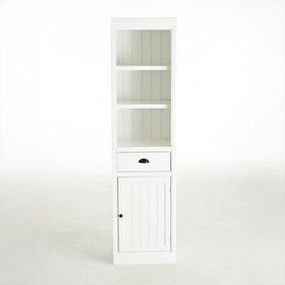 Retro Style 75'' Tall Display Shelf With Cabinet For Hallways Living Room Kitchen - White