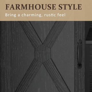 Farmhouse TV Stand With Sliding Barn Doors & Adjustable Storage