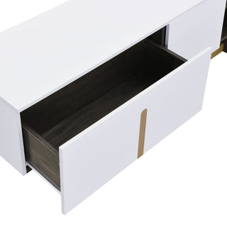 TV Stand With 1 Drawer, 2 Cabinets And Adjustable Shelves