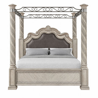 Panel Canopy King Bed - Gray