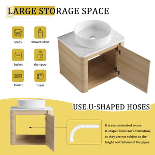 Mounted Bathroom Vanity With Art Sink & 2 Soft Close Doors