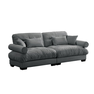 Modern Oversize Sofa With Cloud Like Comfort, Featuring Waist And Throw Pillows