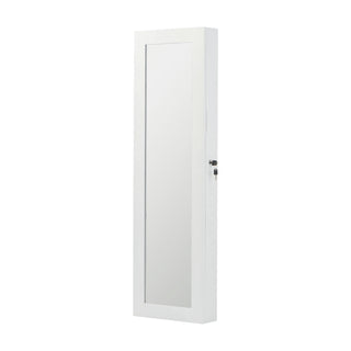 Jewelry Armoire Organizer With Full Length Mirror, Wall Mounted Lockable Cabinet With LED Light