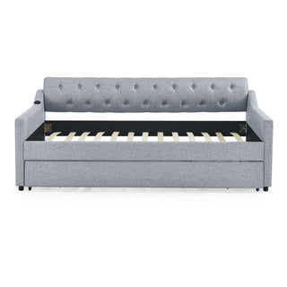 Size Upholstered Daybed With Trundle And USB Charging Armrest
