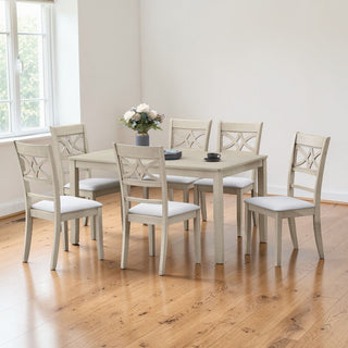 Ferris - 7 Piece Dining Set With Cross Back Chairs And Rectangular Table - Antique White