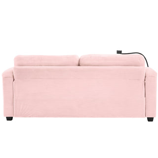 Sleeper Sofa Loveseat Sofa With Full Size Mattress, 2 USB Ports, 2 Cup Holders, 2 Side Pockets And Phone Holder