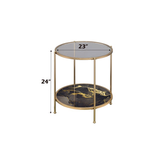 Fiorella - Marble Print Glass Table