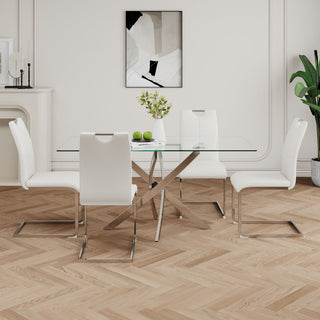 Modern Dining Chairs With Padded Seat And Metal Legs