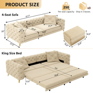 3-In-1 Convertible Sleeper Sofa