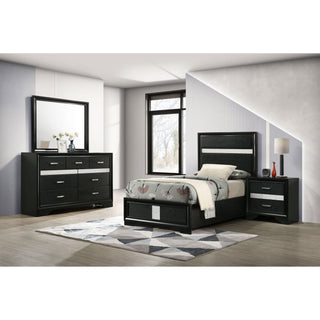 Modern Bedroom Set With Upholstered Headboard And Textured Storage