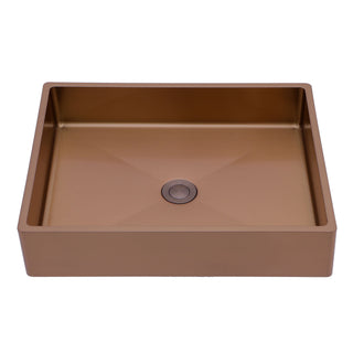 19" X 15" Stainless Steel Bathroom Sink With Pop Up Drain, Nano Surface - Rose Gold