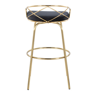 Charlotte - Glam Glam / Art Deco Fixed Height Barstool With Swivel With Round Footrest (Set of 2)