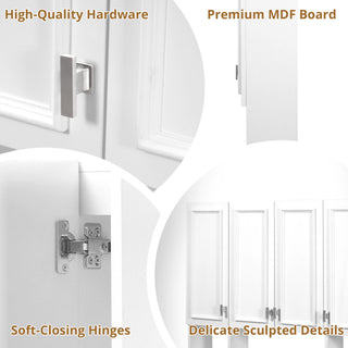 Bathroom Cabinet With 3 Adjustable Shelves Wall Mounted Medicine Cabinet, Soft Closing Hinges, Open Shelving Design - White