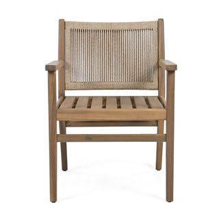 Outdoor Acacia Wood Patio Dining Armchair (Set of 2)
