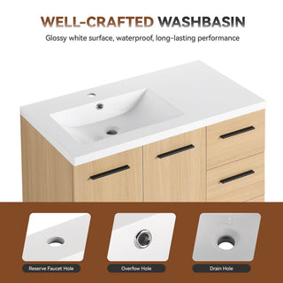 Wall Mounted Floating Bathroom Vanity With Sink, Door & Drawers Modular Cabinet