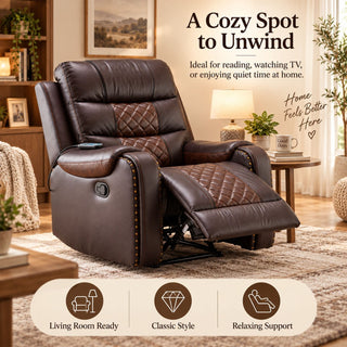 Heated Massage Recliner With Remote Control - Brown