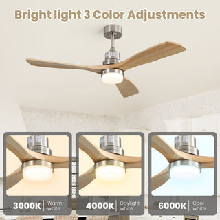 Indoor Ceiling Fan With Dimmable LED Light, 6 Speed Remote ControlLED DC Motor, Reversible Blades