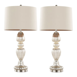 Spade - Contemporary Table Lamp (Set of 2) - Mercury / Nickel / Natural