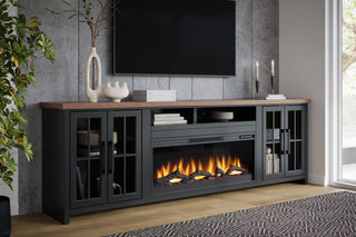 Fireplace TV Stand Console For TVs Up To 100" - Black / Whiskey