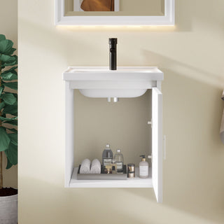 Floating Bathroom Vanity Combo, Wall Mounted Cabinet With Sink & Soft Close Doors For Small Bathrooms