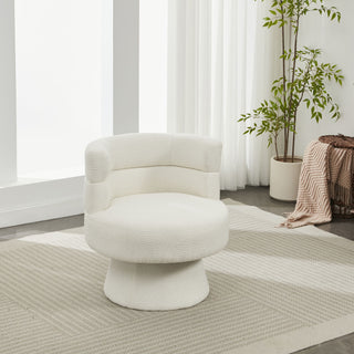 Swivel Accent Chair, 360° Rotating Design With Ergonomic Support For Living Room, Bedroom & Home Office - Cream White