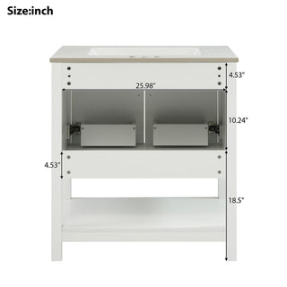 Elegant Bathroom Vanity With Ceramic Sink And Versatile Storage