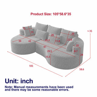 Curved Oversized Sectional Sofa With Extra Deep Seat