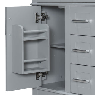 Modern Bathroom Vanity With Sink, Flip Drawer & 3 Drawers, Soft Close Hinges, Adjustable Shelf