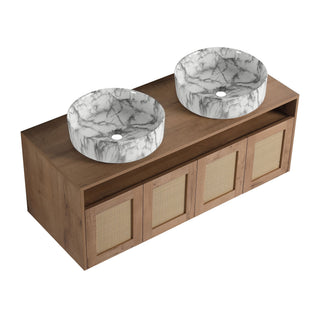 Bathroom Vanity With Art Sink, 2 Soft Close Doors, Float Mounting Design