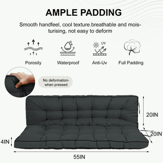 3 Seater Outdoor Porch Swing Cushion With Backrest, Waterproof