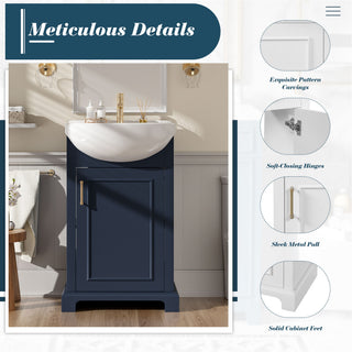Bathroom Vanity With Bulged Sink, Cabinet, Soft-Close Door, Freestanding Single Unit