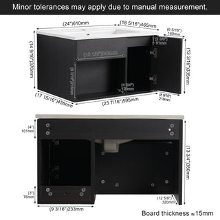 Wall Mounted Floating Bathroom Vanity With Open Shelf & Soft Close Door